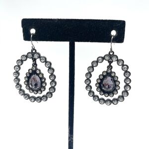 Baskin Bros Elegant Silver and Black Teardrop Earrings